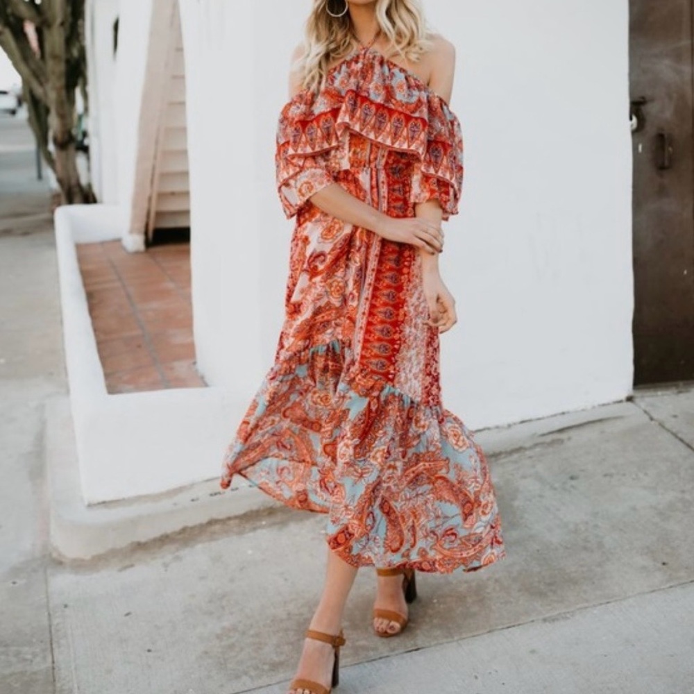 Flying Tomato One Shoulder Red and Blue Dress